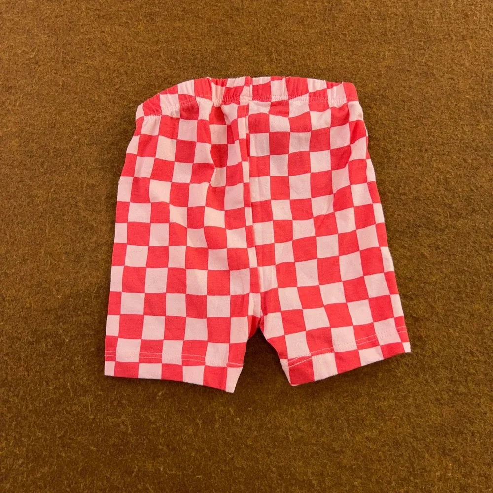 Old Navy Toddler 18-24M Red Purple Checkered Ribbed Biker Shorts 2-Pack New